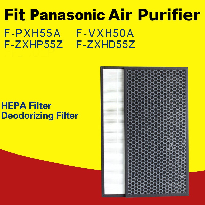 LIFESUPPLYCN Replacemnet Panasonic Air Purifier F-PXH55A F-PXM55A F-VXH50A HEPA and Carbon Filter F-ZXHP55Z F-ZXHD55Z