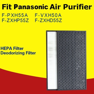 LIFESUPPLYCN Replacemnet Panasonic Air Purifier F-PXH55A F-PXM55A F-VXH50A HEPA and Carbon Filter F-ZXHP55Z F-ZXHD55Z