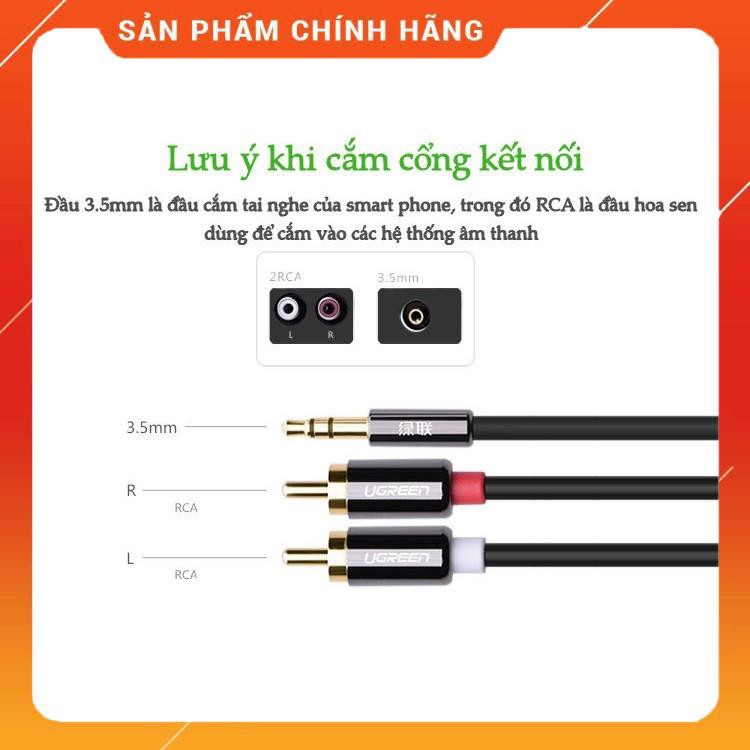 Dây Audio 3,5mm ra 2 đầu RCA Hoa sen UGREEN AV116 Hãng Phân Phối Chính Thức dailyphukien