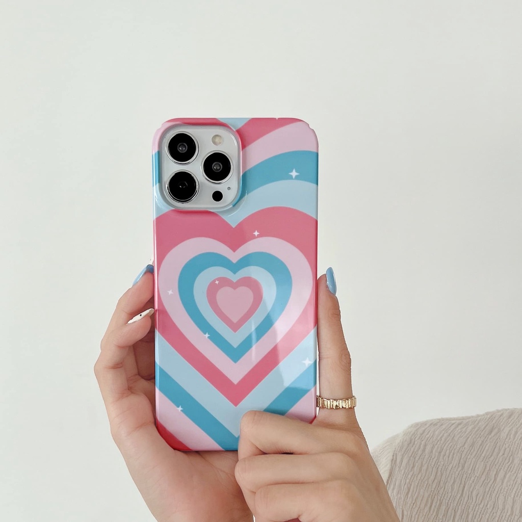 Ốp Điện Thoại Cứng Chống Sốc Họa Tiết Trái Tim Cho iPhone 14 / 13 / 12 / 11 / X