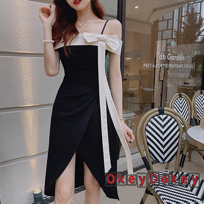 Đầm Hai Dây Dáng Dài Đính Nơ Phong Cách Pháp Thời Trang Mùa Hè Cho Nữ