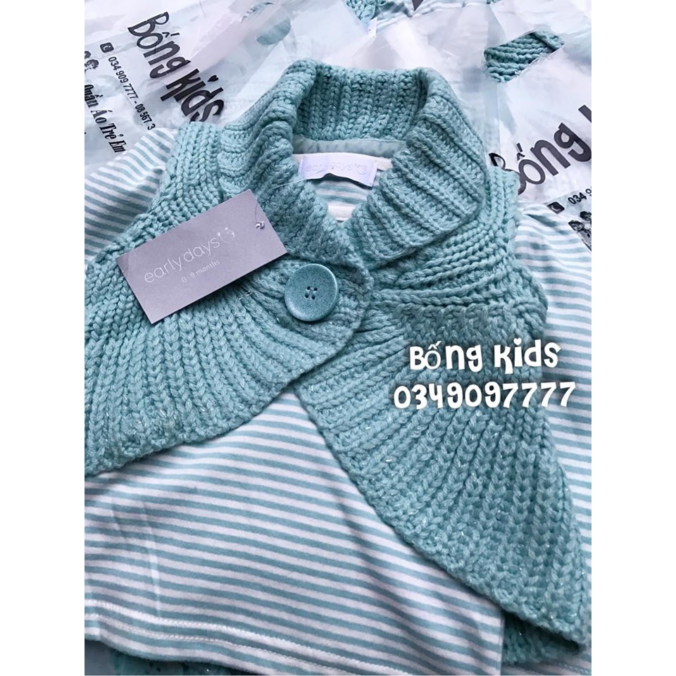 Set Áo Cardigan Bé Gái Kèm Áo Sọc Xanh Mint Early Days