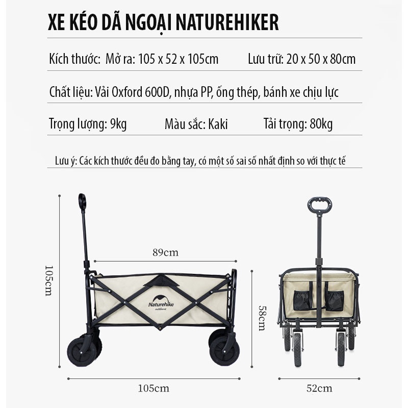 Xe Kéo Dã Ngoại Naturehiker, Xe Đẩy Gấp Gọn Chở Đồ Đa Năng Tiện Lợi - Xe Kéo Xe Đẩy