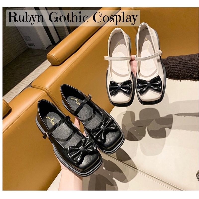 [Sẵn] ✨ Giày Lolita Retro Đính Nơ Tiểu Thư xinh xắn ( đen, trắng) size 35-40
