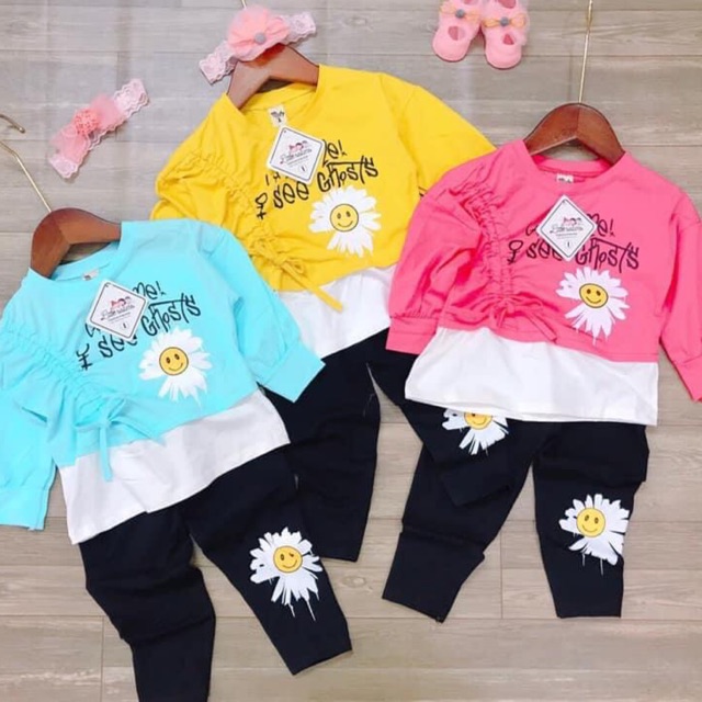 Bộ cotton dài tay bé gái siêu xinh 10-22kg - M481