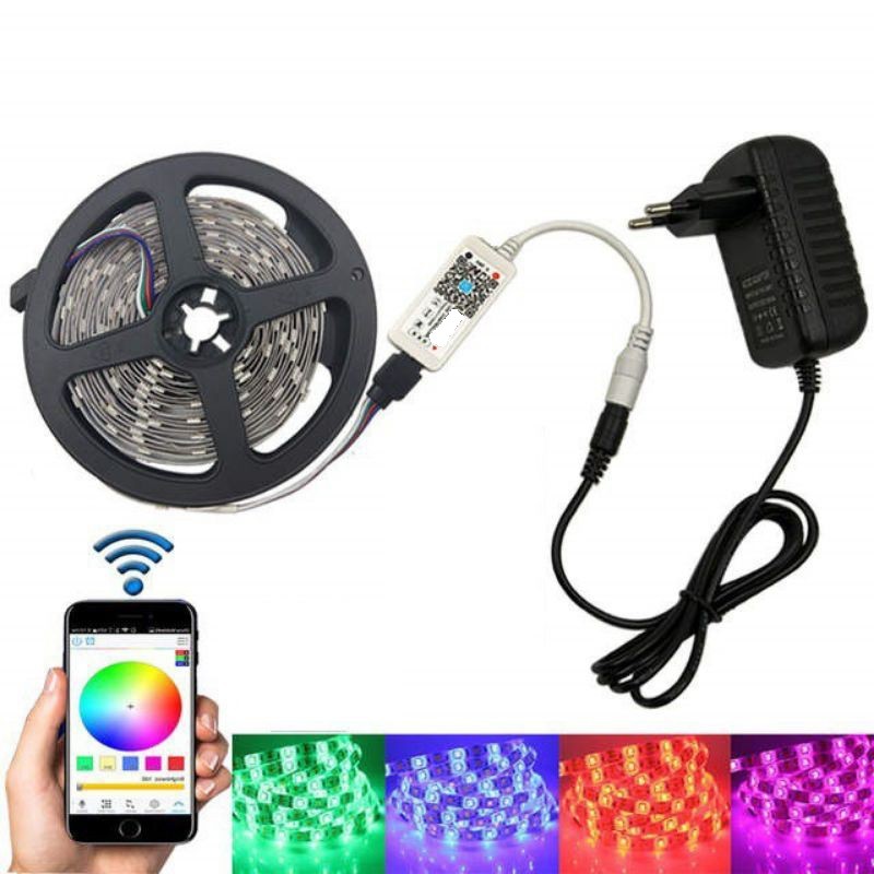 [Có Sẵn] Đèn Led Tiktok 5m 5050RGB Mix DIY Trên 50 Màu Trang Trí Phòng Ngủ Nháy Theo Nhạc Sử Dụng App