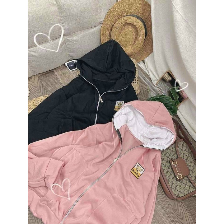 Áo Khoác Nỉ Lót Bông Dây Kéo thêu LOGO GẤU form rộng ullzang Unisex shopmap
