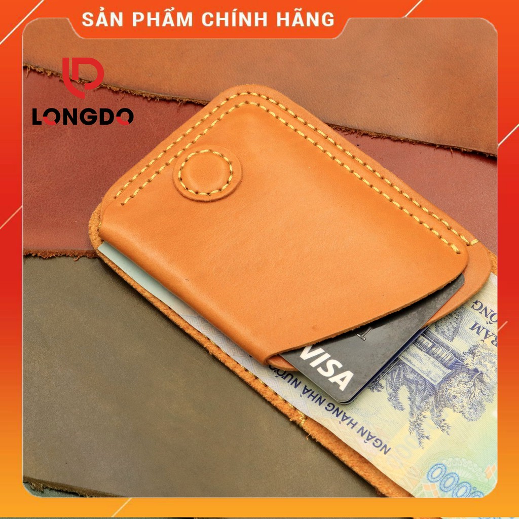 Ví Sen 3 Cao Cấp - Cam Kết 100% Da Bò Thật - Ví Da Mini Màu Vàng Bò Hàng Chính Hãng Thương Hiệu Longdo Leather