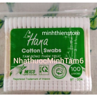 (5 gói x 100 que) Tăm Bông cotton thân trúc Hana