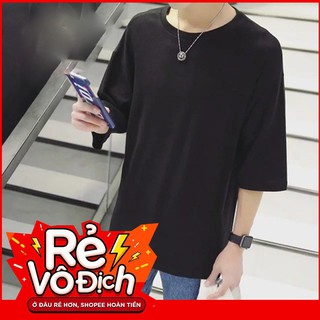 Áo Thun Unisex Trơn Trắng Đen Tay Lỡ Tay Ngắn