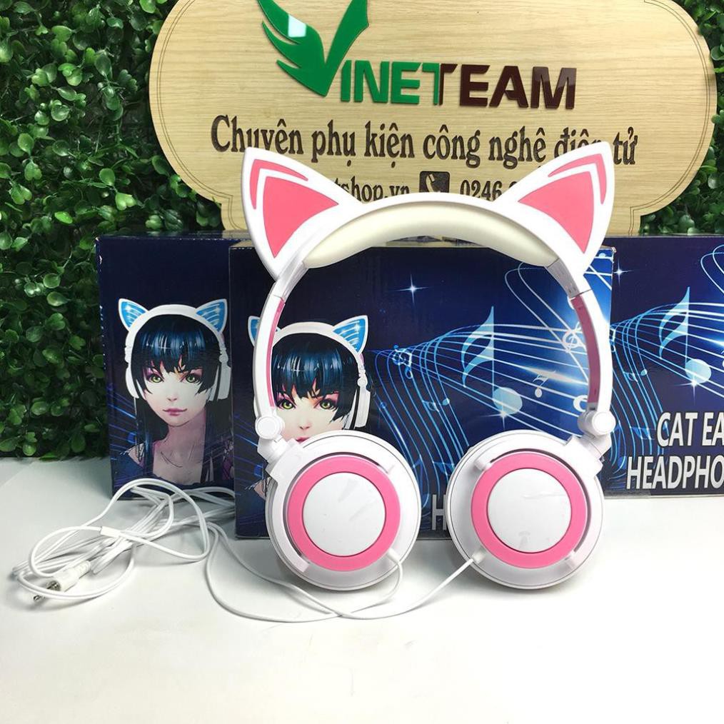 Tai Nghe Headphone Tai Mèo - TTLIFE Xinh Xắn - Có Đèn Led Siêu Cute -DC4119