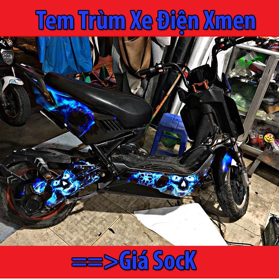 Tem Trùm Xe Điện Xmen Đầu Lâu Xanh Huyền Ảo