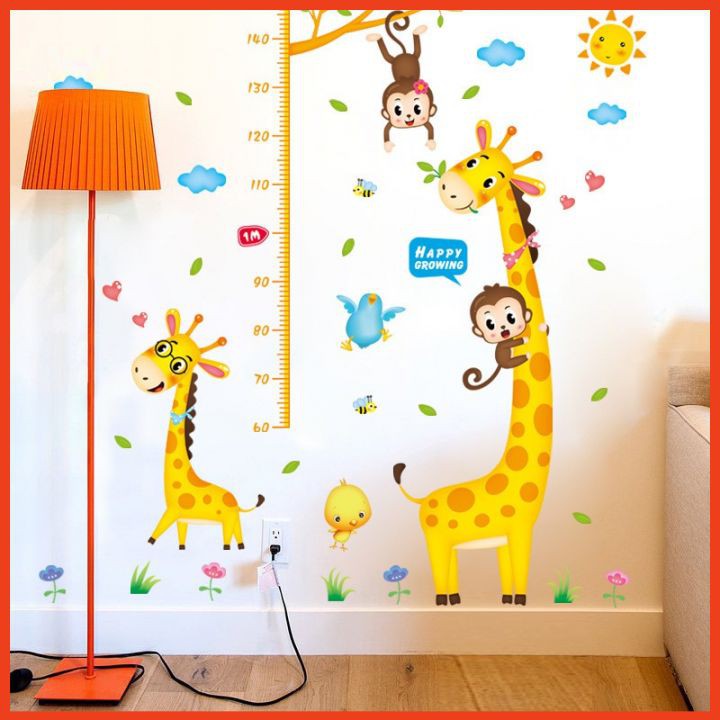 Decal dán tường ⚡FREE SHIP⚡ Tranh dán tường thước đo chiều cao cho bé, hình vẽ ngộ nghĩnh, dễ thương