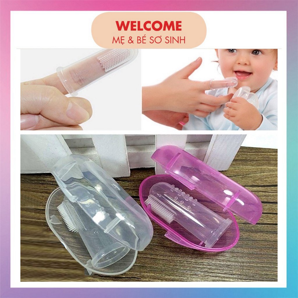 Rơ lưỡi cho bé sơ sinh, bàn chải đánh răng silicon, gạc tưa lưỡi vệ sinh răng miệng an toàn cho trẻ