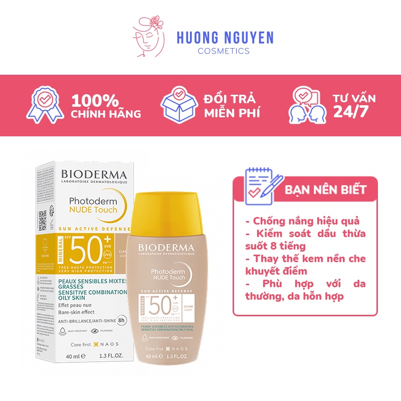 Kem Chống Nắng Bioderma Photoderm Nude Touch SPF50+ 40ml
