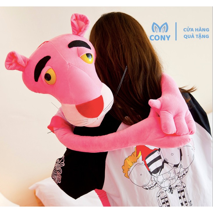 Gấu bông báo hồng mang áo mặt ngáo size 1M và size 1M3/ Thú bông báo hồng pink panther - CONY House