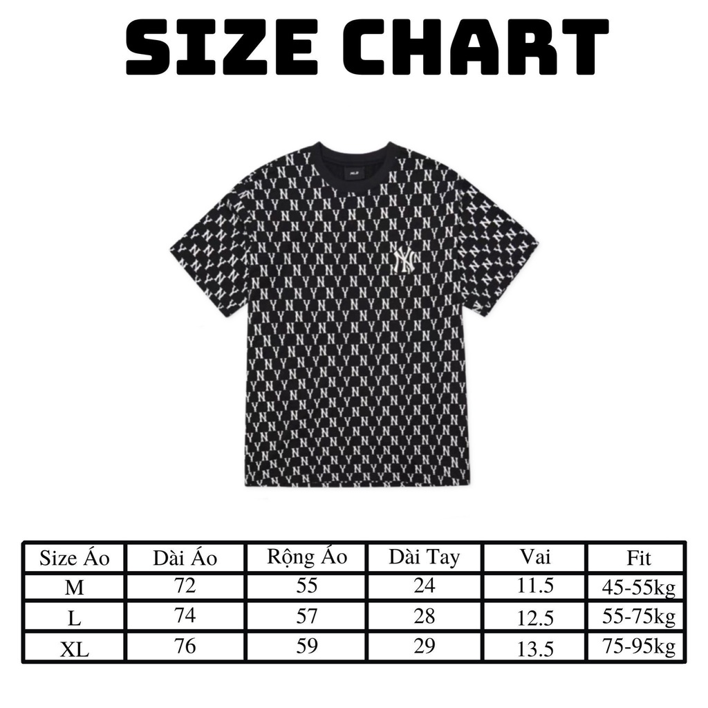 Áo thun NY MLB unisex nam nữ in hình Monogram Mega-Logo cá tính