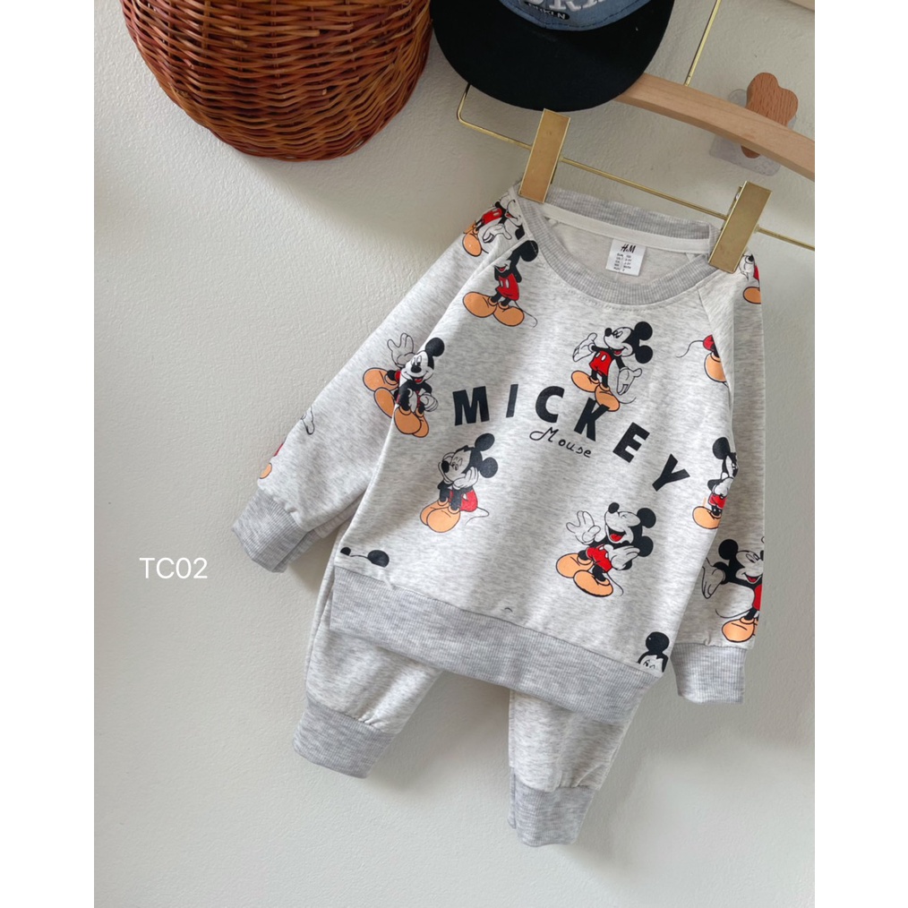 Bộ thu đông bé trai, gái hình Micky