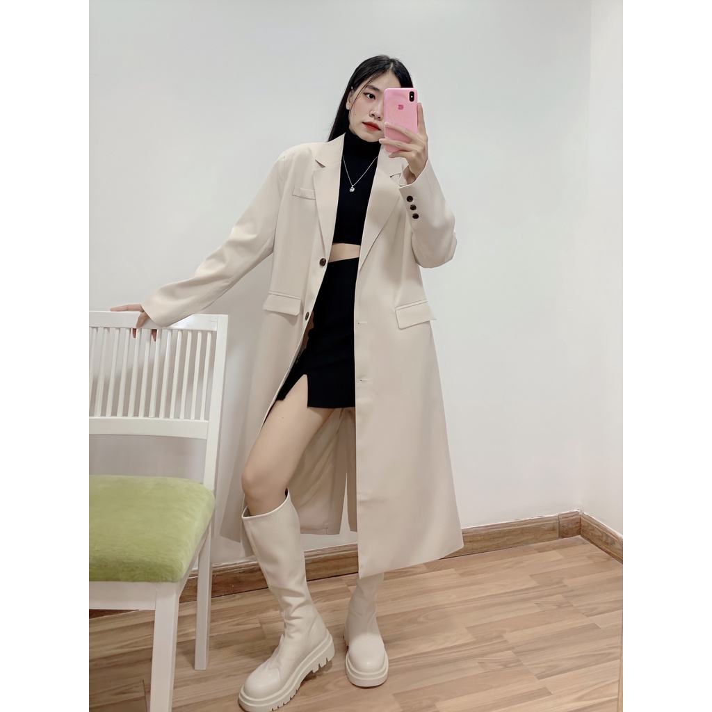 Áo khoác dáng dài áo mangto màu Beige phong cách Hàn Quốc TD Design | BigBuy360 - bigbuy360.vn