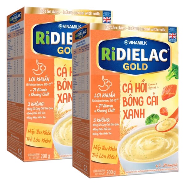 Bột ăn dặm RIDIELAC GOLD  - Hộp giấy 200g (đủ loại)