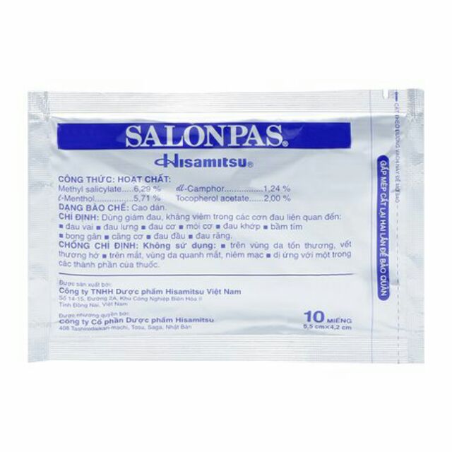 Cao dán Salonpas :hộp 20 miếng