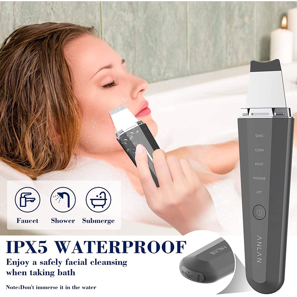 [Mã FMCG100K - 10% đơn 500K] Máy Cà Da Anlan Ipx5 Siêu Âm Chống Nước Loại Bỏ Mụn Đầu Đen Ems Nâng Cơ Mặt 45 ℃ | BigBuy360 - bigbuy360.vn