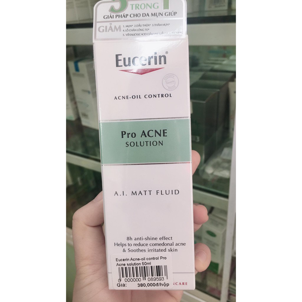 Eucerin Pro Acne Solution A.I Matt Fluid 50ml- Kem dưỡng ẩm, kiểm soát nhờn, ngừa mụn