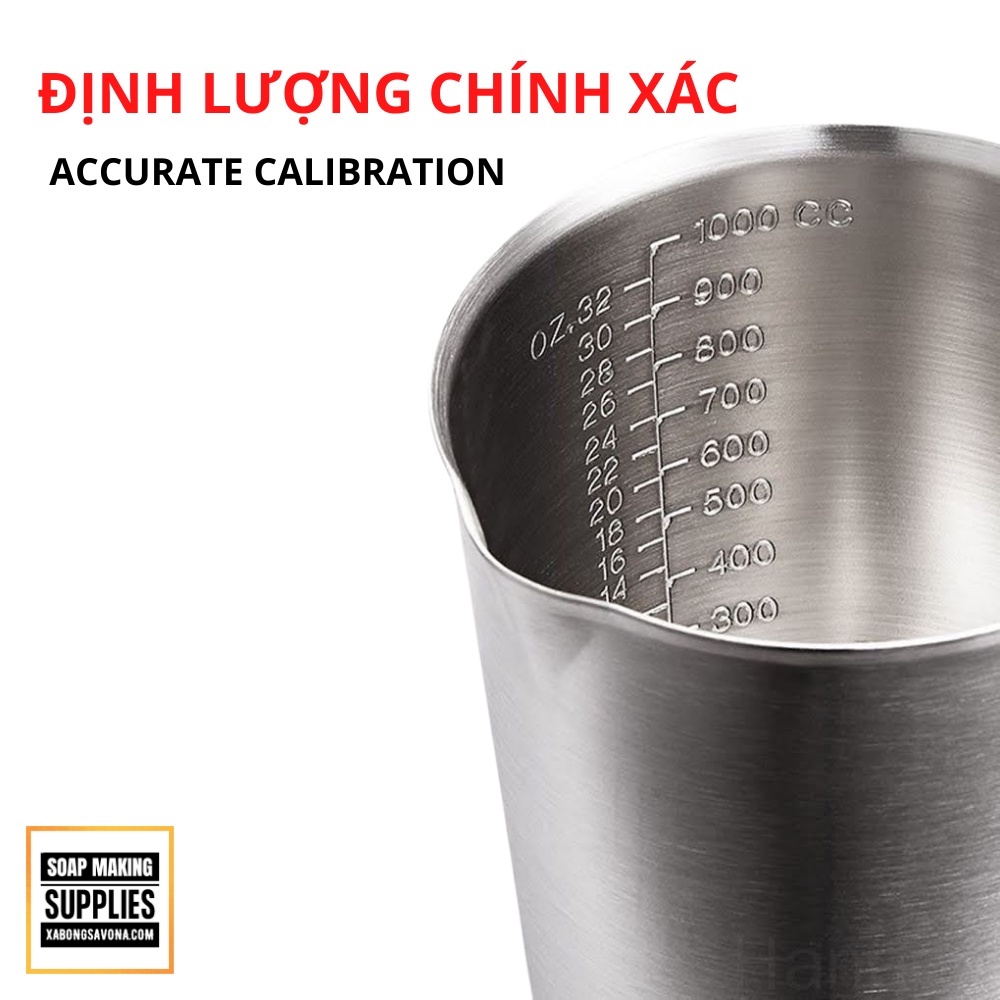 CA ĐONG 2L INOX 304 THÉP KHÔNG GỈ - CA ĐONG CHỊU NHIỆT CAO - HB-304 THICK STAINLESS STEEL MEASURING CUP SCALE