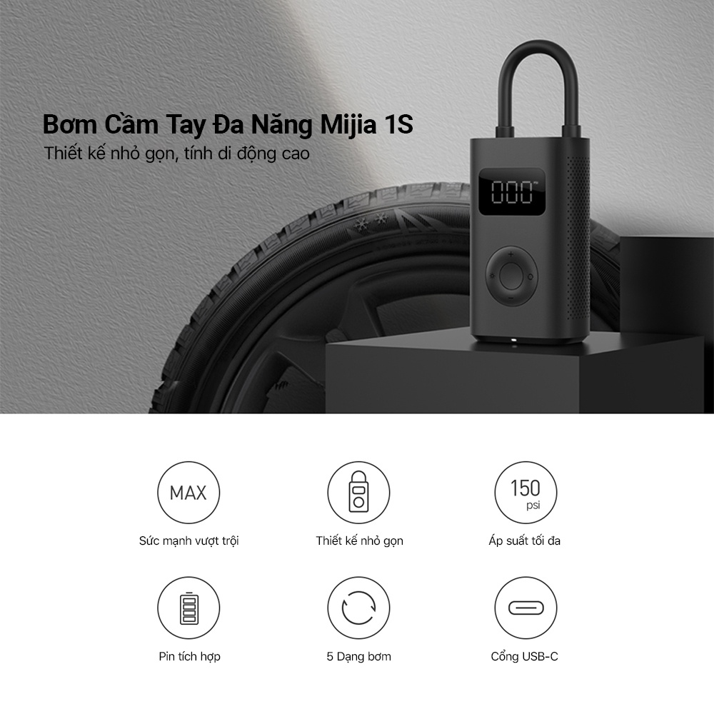 Bơm lốp xe đa năng Xiaomi Mijia Air Pump MJCQB04QJ - Bơm điện cầm tay MIJIA Air Pump 1S / Air Pump 2