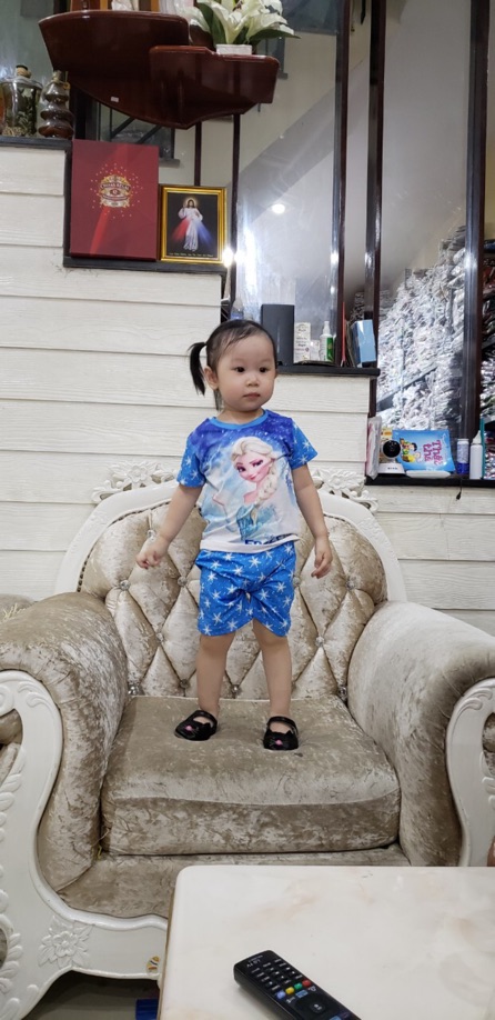 Bộ thun lạnh in 3D bé gái 11kg -32kg Elsa