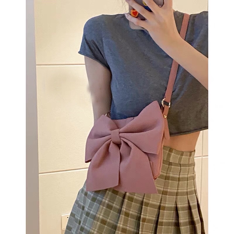 Túi đeo vai đính nơ niche all -mitch phong cách vintage dễ phối đồ