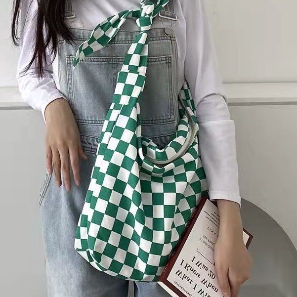 Túi tote đeo chéo nam nữ caro vải canvas phong cách ulzzang unisex đi học đi chơi - xuongbalohonglam