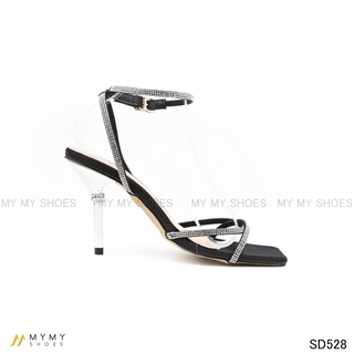 Sandal dây đá xoắn mũi vuông gót nhọn gắn đá 9p mymy shoes SD528