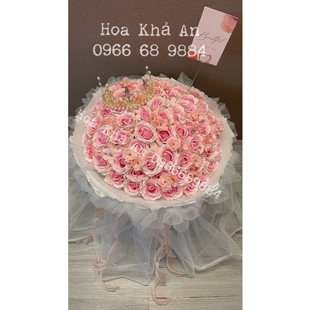 Bó Hoa Sáp cao cấp 100bông mix siêu to, phối Voan rủ siêu đẹp. Bền vĩnh cửu