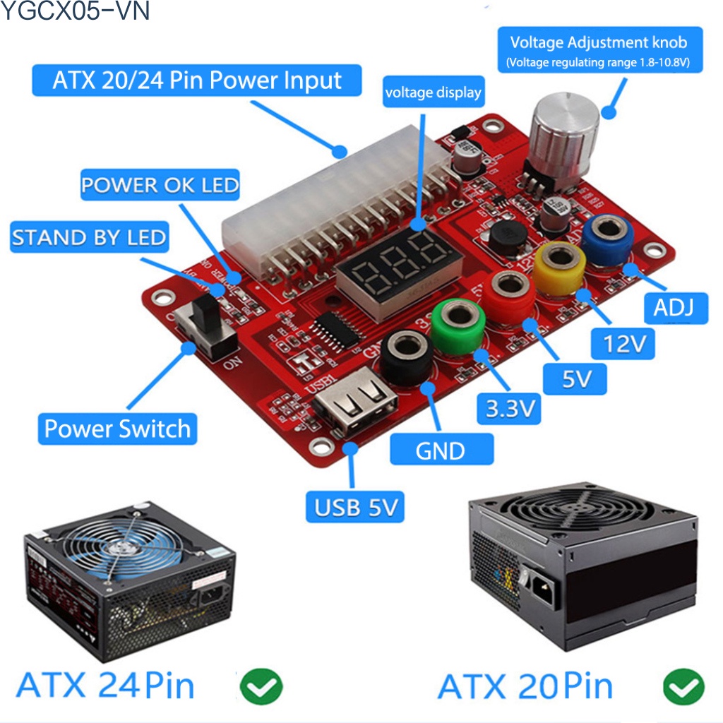 Bảng Mạch Nguồn Điện Atx 24 Pin Hỗ Trợ Kết Nối Nguồn 3.3v / 5v / 12v 1.8v-10.8v | BigBuy360 - bigbuy360.vn