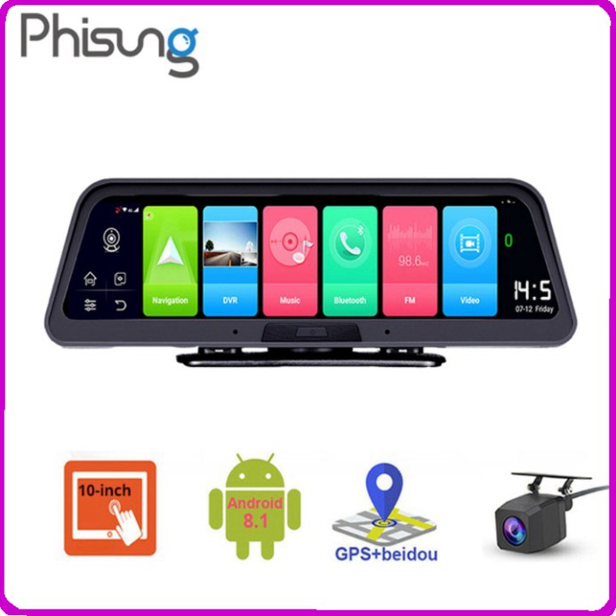 Sản phẩm Camera hành trình đặt taplo ô tô cao cấp Phisung Q98 tích hợp 4G, Wifi, định vị GPS , android 8.1 ..