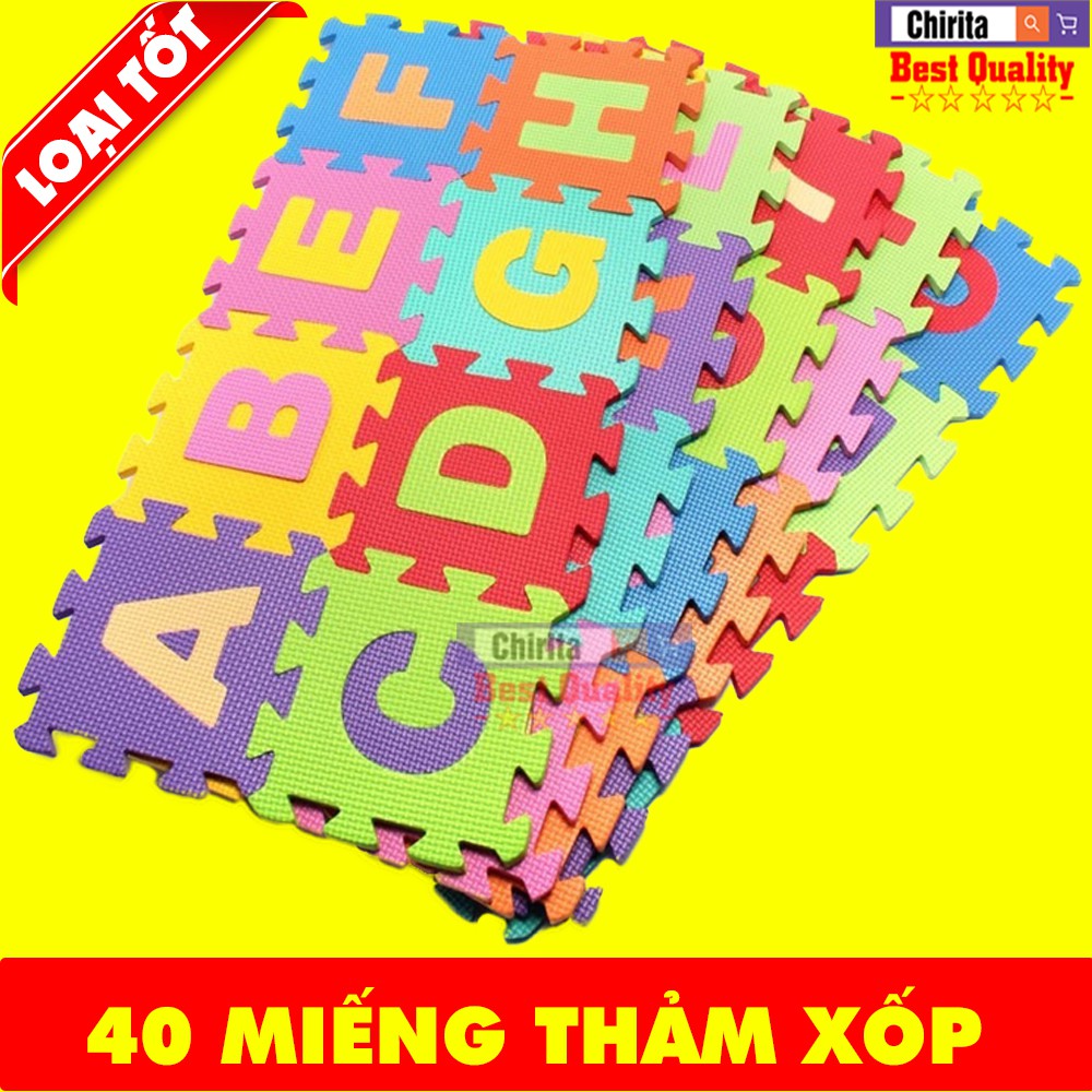 [Nhập TOYMAY giảm 10K Xu]Bộ 40 Miếng Thảm Xốp Lót Sàn Cho Bé - Tâm Thảm Xốp Ghép Hình Chữ Cái, Số Và Phép Tính Cho Trẻ