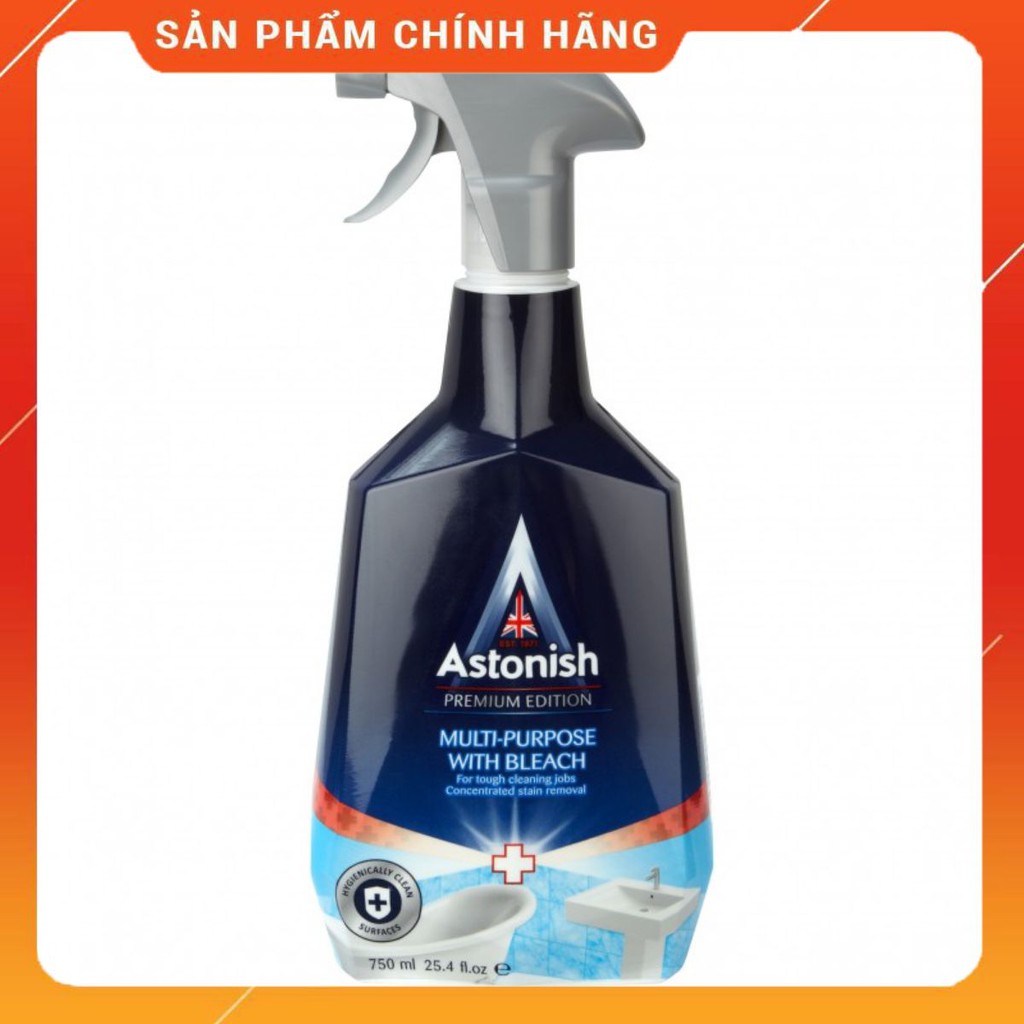 Nước tẩy đa năng ASTONISH 750ML làm trắng bồn cầu, inox, rỉ sét, gạch men, vách kính nhà tắm ố vàng lâu ngày