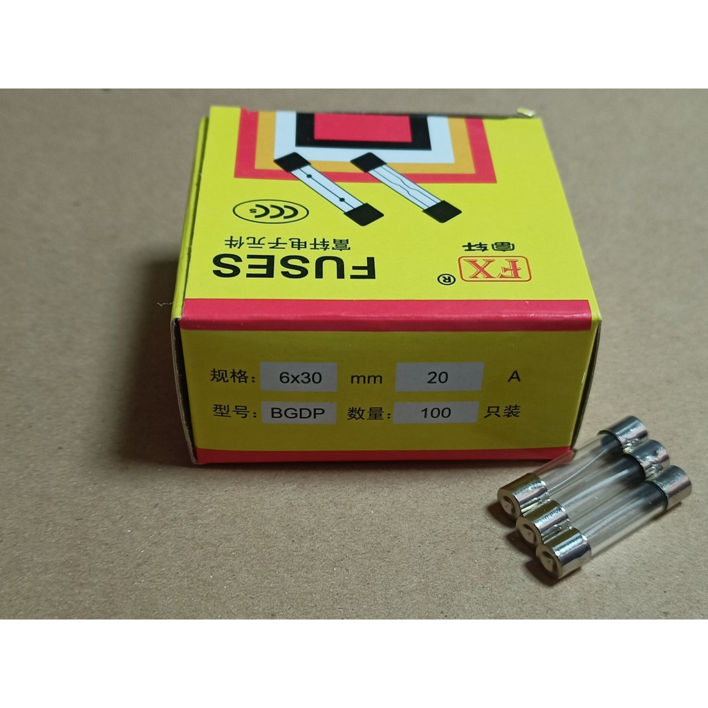 Cầu Chì 20A 250V 6x30mm (Hộp 100 chiếc)