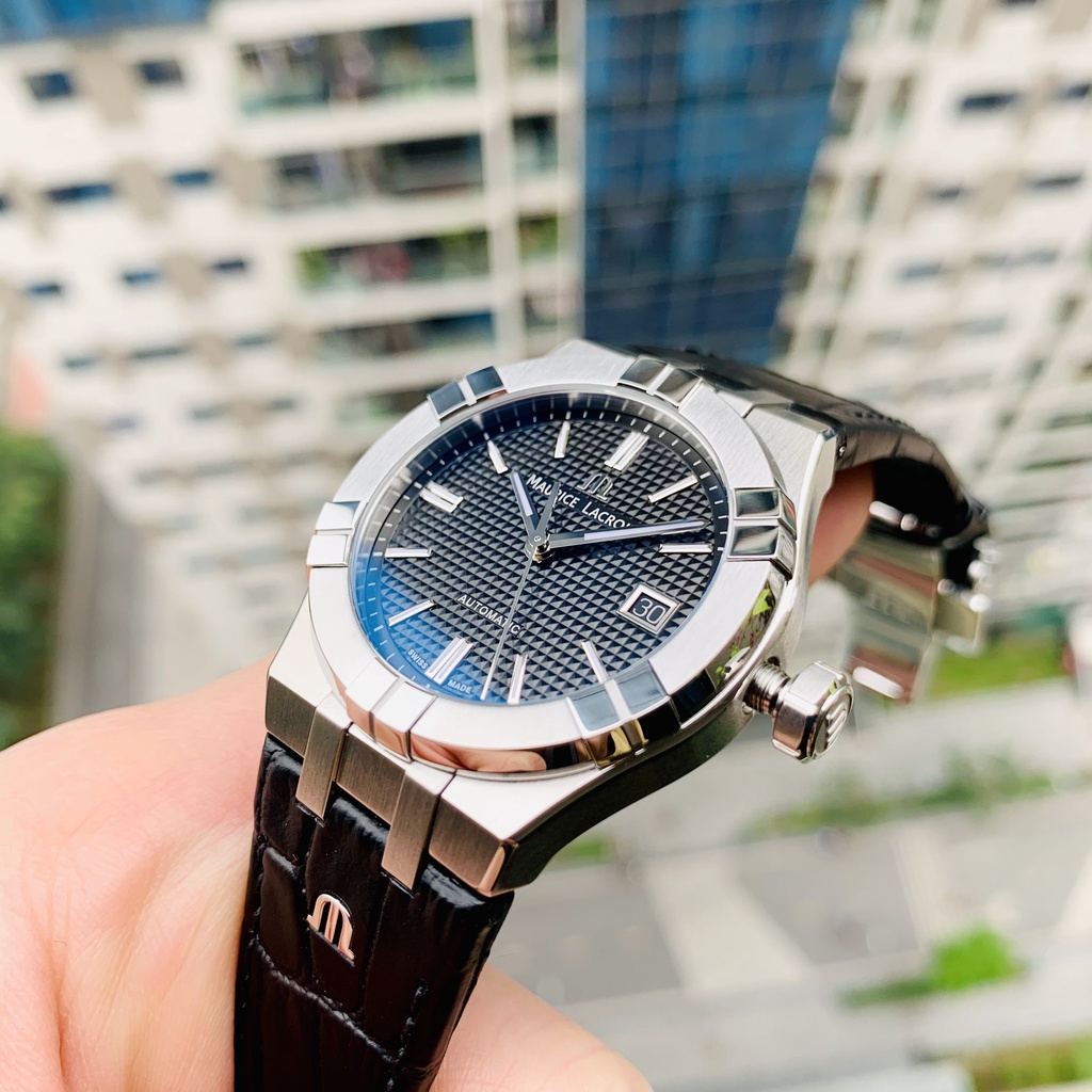 Đồng hồ nam chính hãng Maurice Lacroix Aikon Black 39mm - AI6007-SS001-330-1 - máy cơ tự động - Kính Sapphire