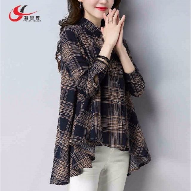Áo sơ mi dáng rộng che bụng mỡ hiệu quả tạo kiểu dáng dễ thương cho các nàng phục hợp đi làm, đi chơi .Mặc thoáng mát.