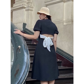 Váy maxi bigsize cột nơ lưng phối màu Holly (bigsize_giare)