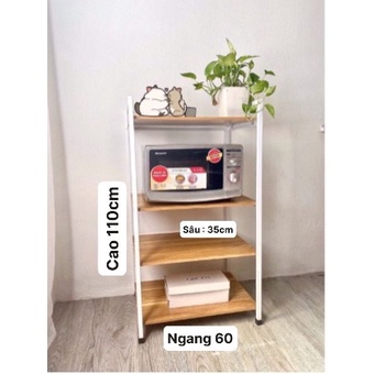 (GIAO HỎA TỐC FREESHIP TPHCM) KỆ GỖ 4 TẦNG KỆ LÒ NƯỚNG LÒ VI SÓNG NHÀ BẾP 110X60X35CM