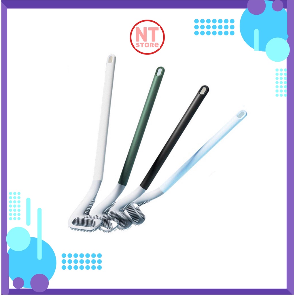 Cọ Bồn Cầu Silicon Chổi Cọ Toilet Chữ L Mẫu Mới Nhất (Tặng Kèm Móc Dán Tường)