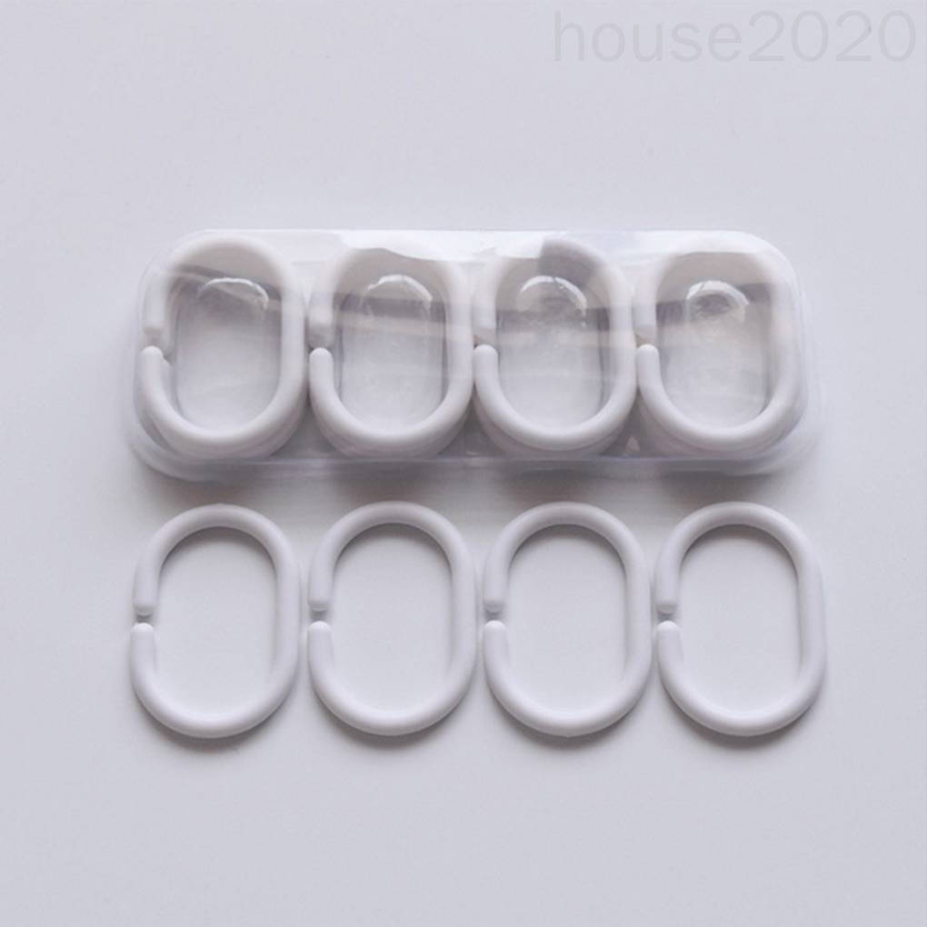 Set 24 móc treo rèm cửa nhà tắm hình chữ C bằng nhựa màu trắng có thể uốn cong HOUSE2020