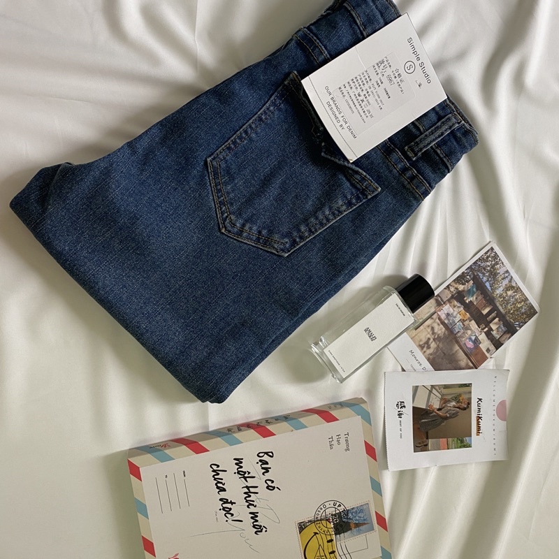 [Sẵn]  QA11_Quần Jean | quần bò cạp cao ống đứng xẻ gấu ulzzang Hàn quốc