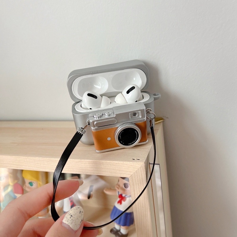 Case Airpod 1/2/Pro/3 Trơn Hình Máy Ảnh Phát Sáng