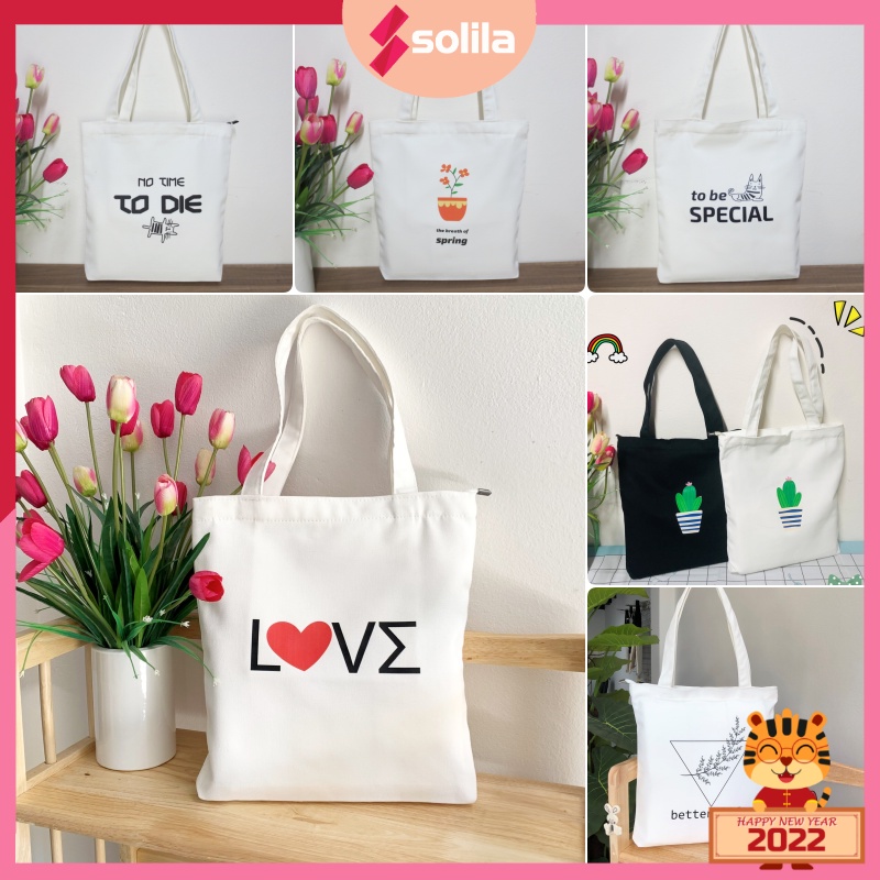 Túi tote vải canvas có khóa kéo miệng túi nhiều mẫu đẹp