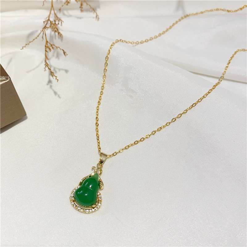 Dây Chuyền Nữ Mặt Hồ Lô, Dây Chuyền Mạ 18K Cao Cấp Cầu May Mắn, Bình An, Hạnh Phúc