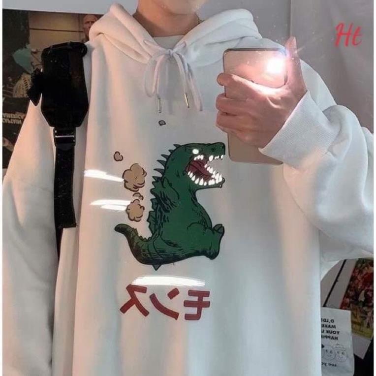 Áo hoodie khủng long phun khói quảng quang Ht